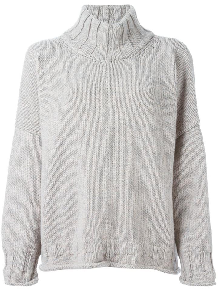 Joseph Ribbed Roll Neck Sweater, Women's, Size: Medium, Grey, Wool