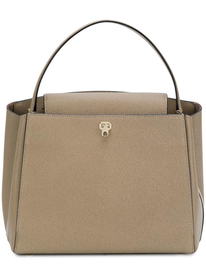Valextra Pebbled Grain Shoulder Bag - Nude & Neutrals