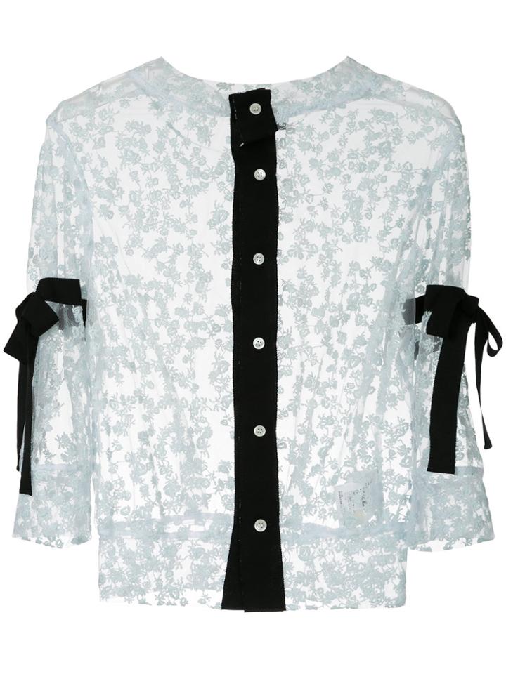 Miyao Lace Band Collar Shirt - Blue