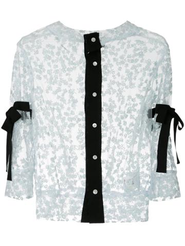 Miyao Lace Band Collar Shirt - Blue