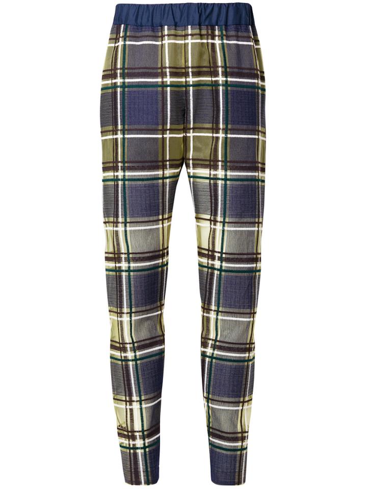 Sacai Tapered Tartan Trousers - Blue