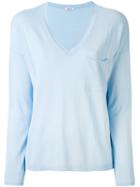 P.a.r.o.s.h. - V-neck Sweater - Women - Cotton/viscose - L, Blue, Cotton/viscose