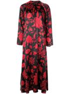 Natori Rose Print Shirt Dress - Black