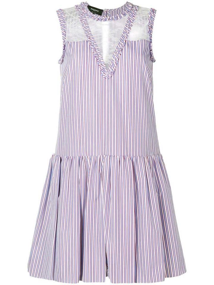 Rochas Lace Insert Striped Dress - Neutrals