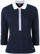 Fay Chambray-detailed Polo Shirt, Women's, Size: Xl, Blue, Cotton/spandex/elastane