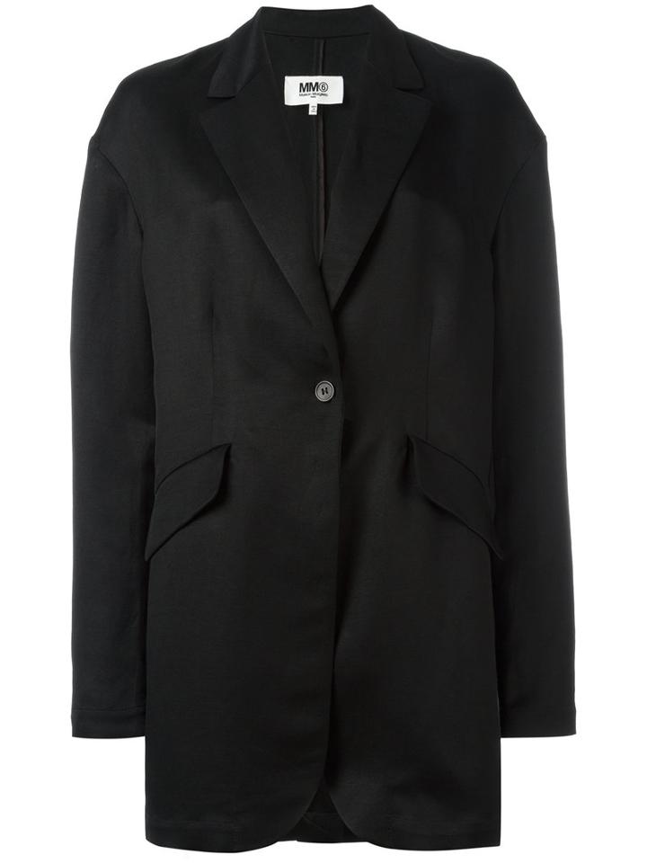 Mm6 Maison Margiela Long Blazer, Women's, Size: 38, Black, Linen/flax/viscose