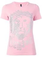 Versus Embellished Logo T-shirt, Women's, Size: Xs, Pink/purple, Cotton/spandex/elastane