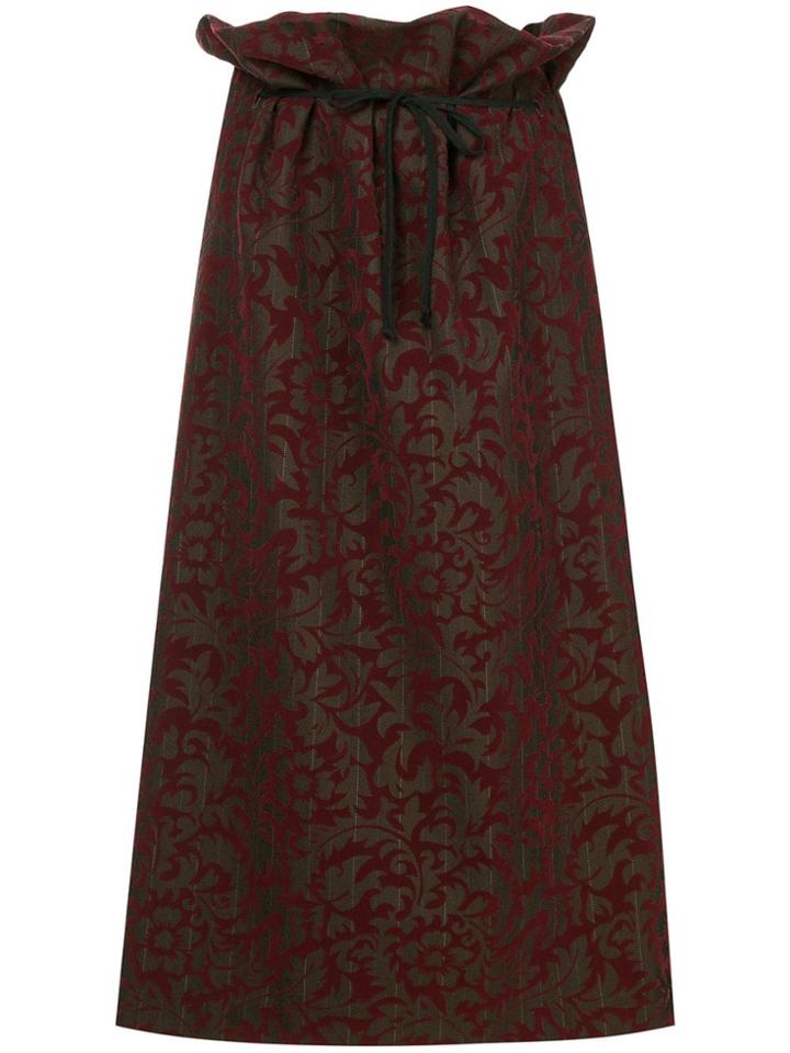 Comme Des Garçons Pre-owned Floral Print Pinstripe Skirt - Red
