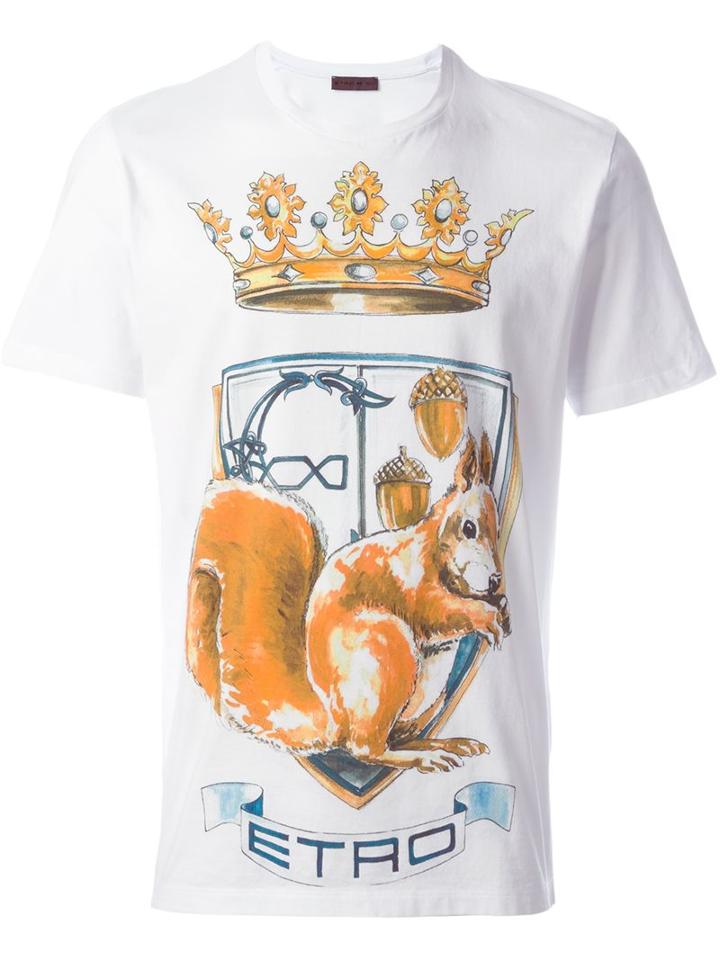 Etro Crown Print T-shirt, Men's, Size: Medium, White, Cotton