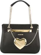 Love Moschino Heart Detail Shoulder Bag, Women's, Black, Polyurethane