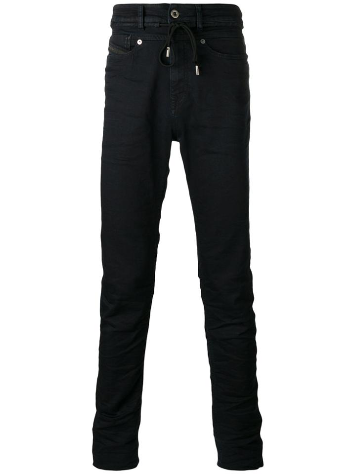 Diesel Black Gold High Waist Drawstring Skinny Jeans - Blue