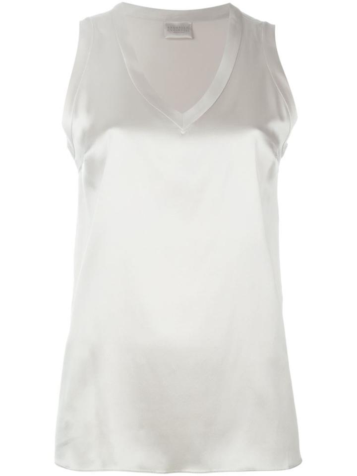 Brunello Cucinelli V-neck Tank Top, Women's, Size: M, Nude/neutrals, Silk/spandex/elastane