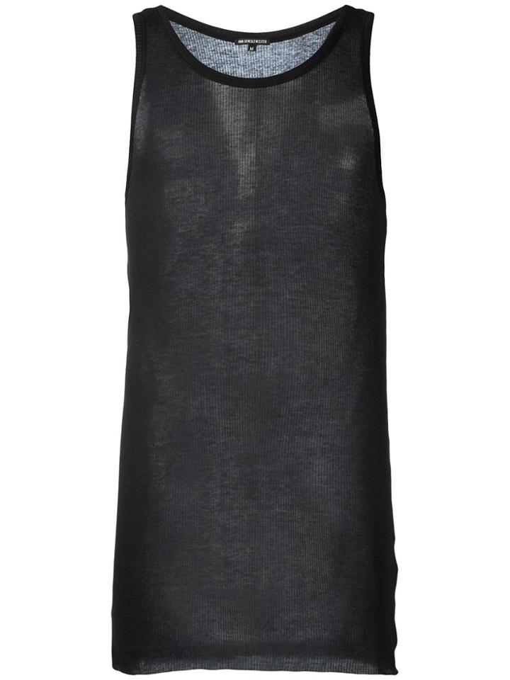 Ann Demeulemeester Ribbed Tank Top - Black