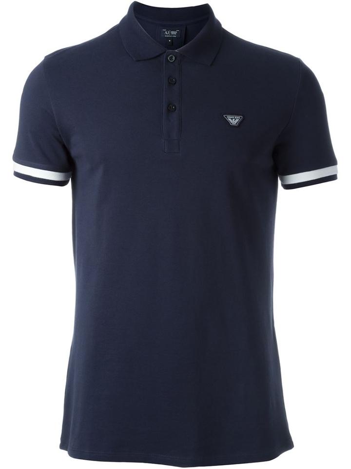 Armani Jeans Embroidered Logo Polo Shirt, Men's, Size: S, Blue, Cotton/spandex/elastane
