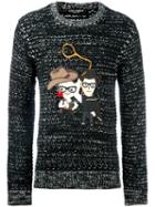 Dolce & Gabbana Western Designers Patch Jumper, Men's, Size: 50, Black, Virgin Wool
