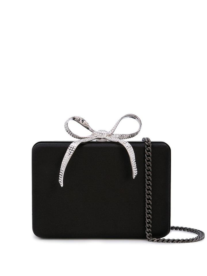Oscar De La Renta Crystal Bow Clutch - Black