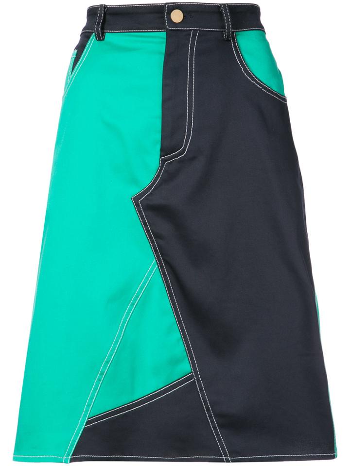 Harvey Faircloth Colour-block Flared Skirt - Blue