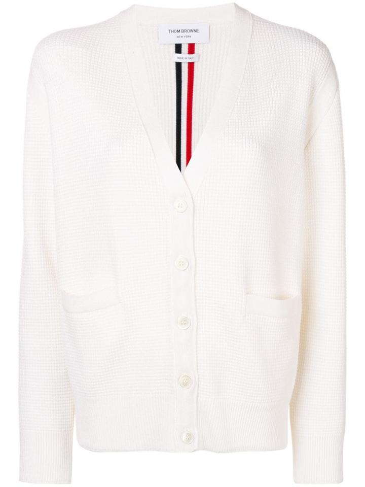 Thom Browne Intarsia Stripe Boxy Cardigan - White