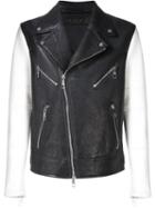 Neil Barrett Contrast Sleeve Biker Jacket, Men's, Size: Xxxl, Blue, Cupro/leather