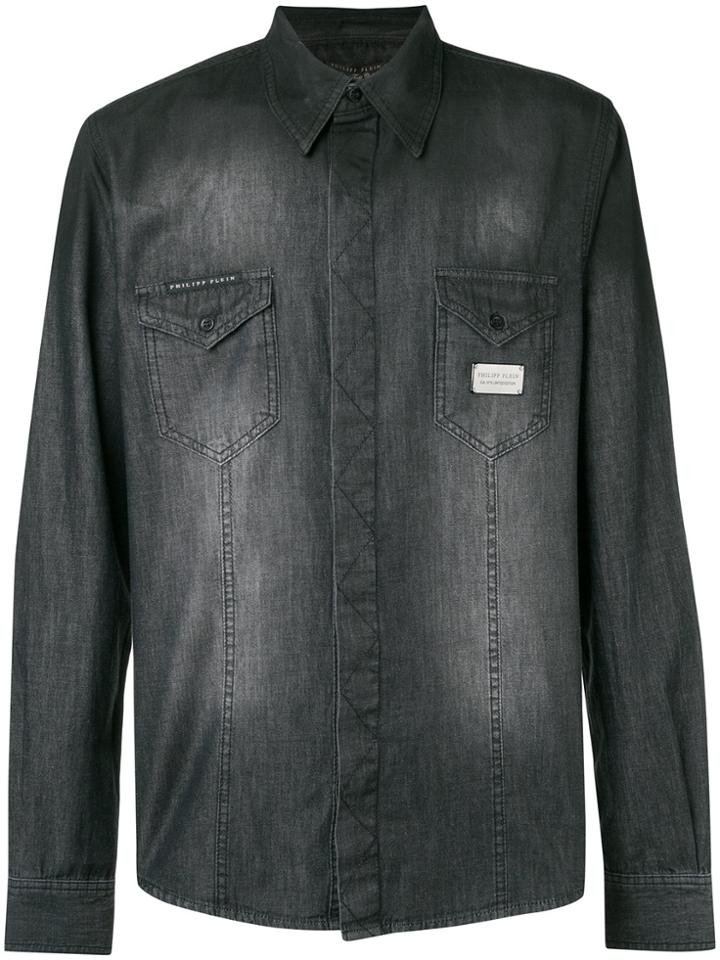 Philipp Plein Sign Denim Shirt - Black