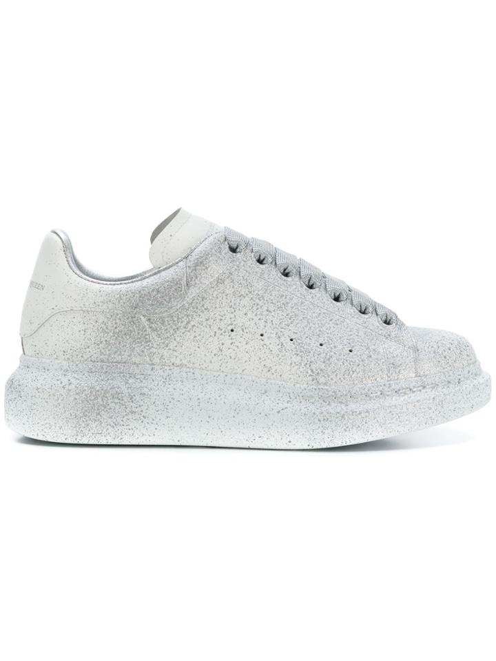 Alexander Mcqueen Glitter Lace-up Sneakers - Grey