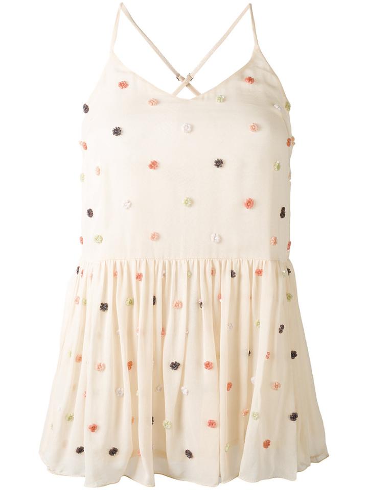 Twin-set - Floral Top - Women - Viscose - 42, Nude/neutrals, Viscose