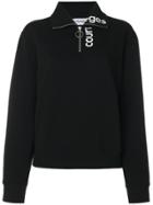 Courrèges Zipped Neck Logo Sweatshirt - Black