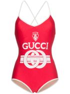 Gucci Interlocking Logo Print Swimsuit - Red