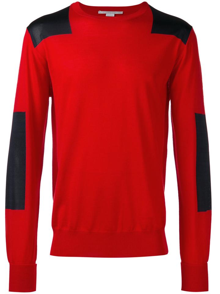 Stella Mccartney Contrasting Panel Jumper, Men's, Size: Small, Red, Virgin Wool