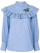 Vivetta - Striped Ruffled Blouse - Women - Cotton - 36, Blue, Cotton