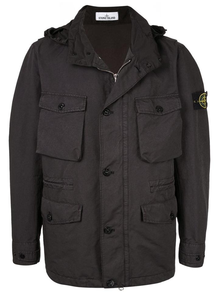 Stone Island Lightweight Jacket With Removable Hood - Black