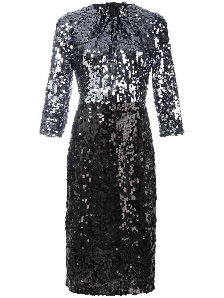 Dolce & Gabbana Sequinned Dress, Women's, Size: 40, Grey, Polyester/polyamide/spandex/elastane/cotton