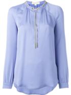 Michael Michael Kors Band Collar Blouse, Women's, Size: Small, Blue, Silk