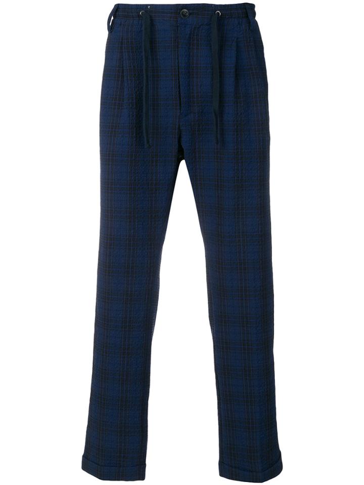 East Harbour Surplus Plaid Straight Leg Trousers - Blue