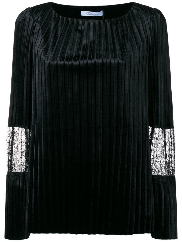 Blumarine Lace Detail Pleated Blouse - Black