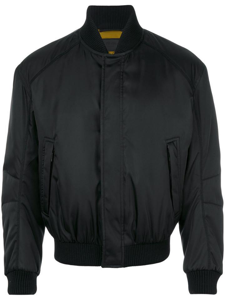 Prada Ribbed Crew Neck Padded Jacket - Black