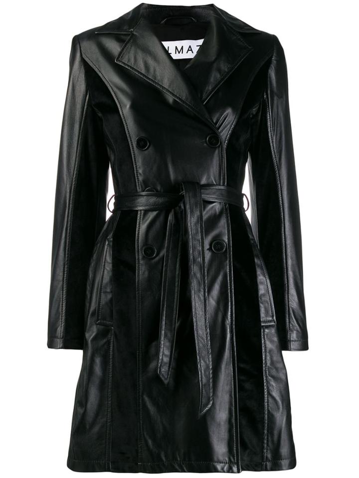 Almaz Leather Trench Coat - Black