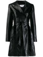 Almaz Leather Trench Coat - Black