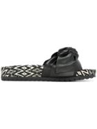 Marc Cain Geometric Print Slides With Bow Strap - Black