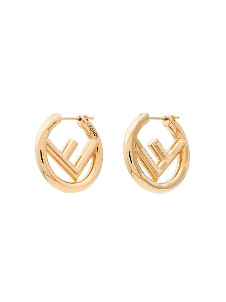 Fendi Metallic F Is Fendi Small Hoop Earrings - Gold