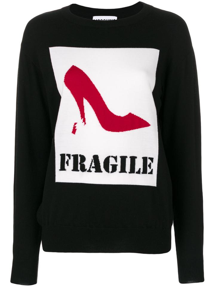 Moschino Fragile Intarsia Knit Jumper - Black
