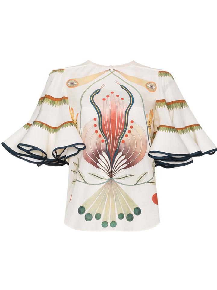 Chloé Silk Pictorial Graphic Top - White