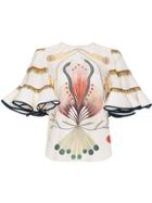 Chloé Silk Pictorial Graphic Top - White