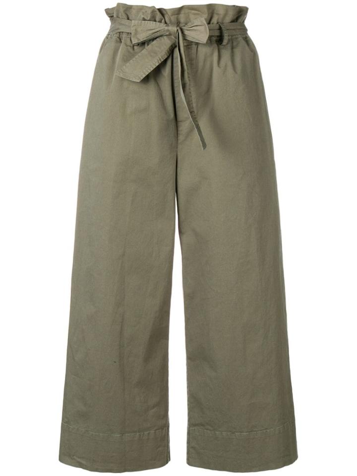 Frame Denim Wide Leg Cropped Trousers - Green