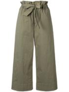 Frame Denim Wide Leg Cropped Trousers - Green