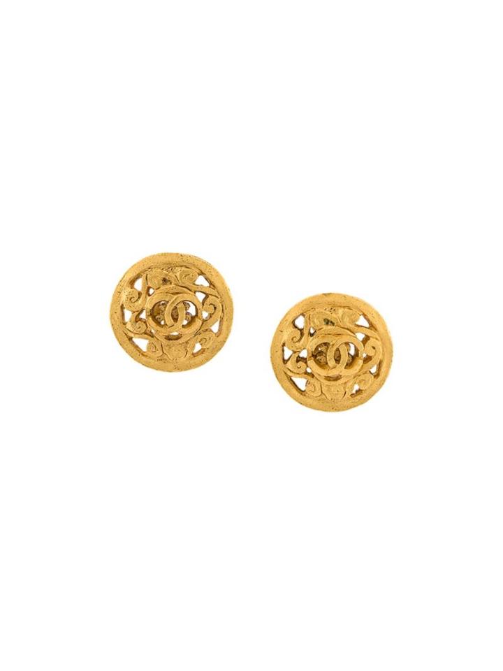Chanel Vintage Cc Byzantine Button Clip-on Earrings