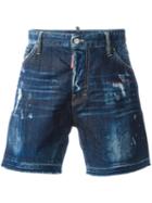 Dsquared2 Bermuda Bleached Distressed Shorts, Men's, Size: 50, Blue, Cotton/spandex/elastane