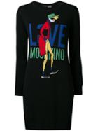 Love Moschino Logo Intarsia Sweater, Women's, Size: 42, Black, Viscose/cashmere/wool/polyimide
