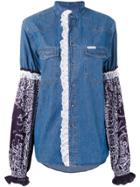 Forte Dei Marmi Couture Printed Sleeve Denim Shirt - Blue