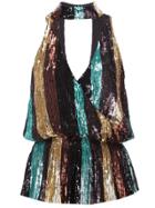 Caroline Constas Striped Sequinned Top - Black